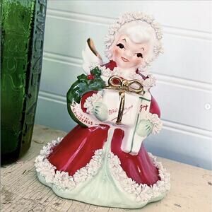 Vintage Napco Xmas Angel S116A Figurine Merry Christmas Blessings Joy Spaghetti
